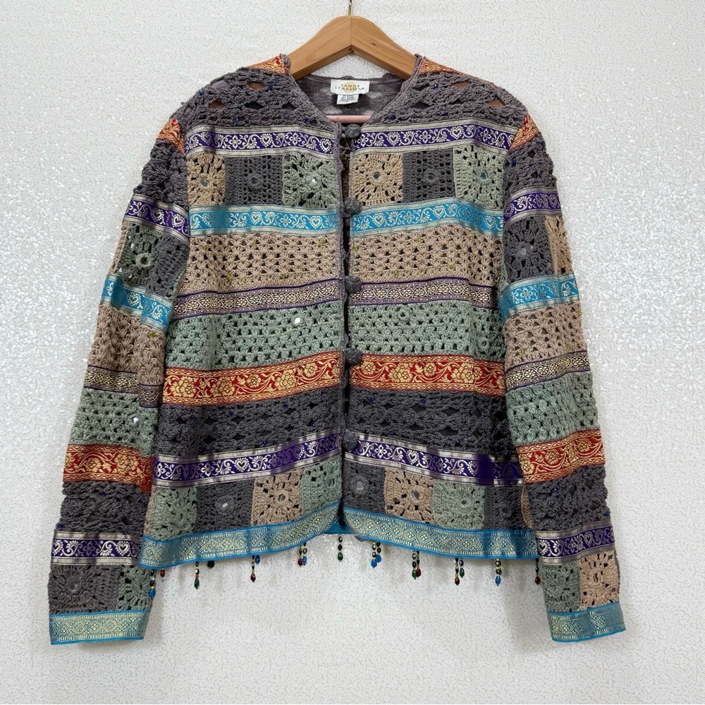 🪡 Sandy Starkman Crochet Patchwork Boho Jacket –… - image 15